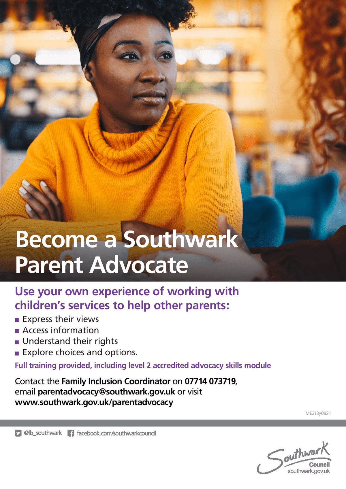 Parent to parent peer advocacy poster